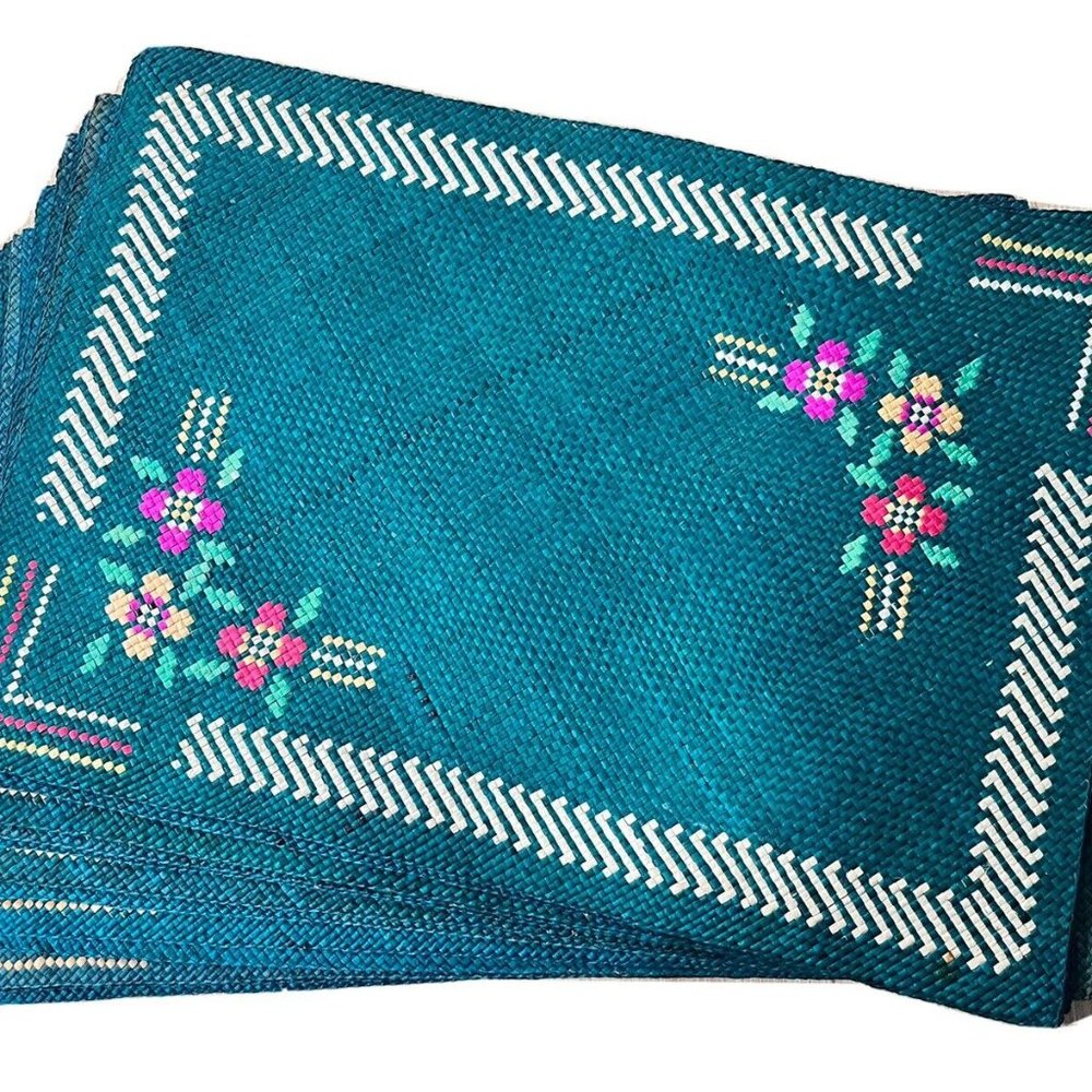 Floral Straw Table Matts 12 Total